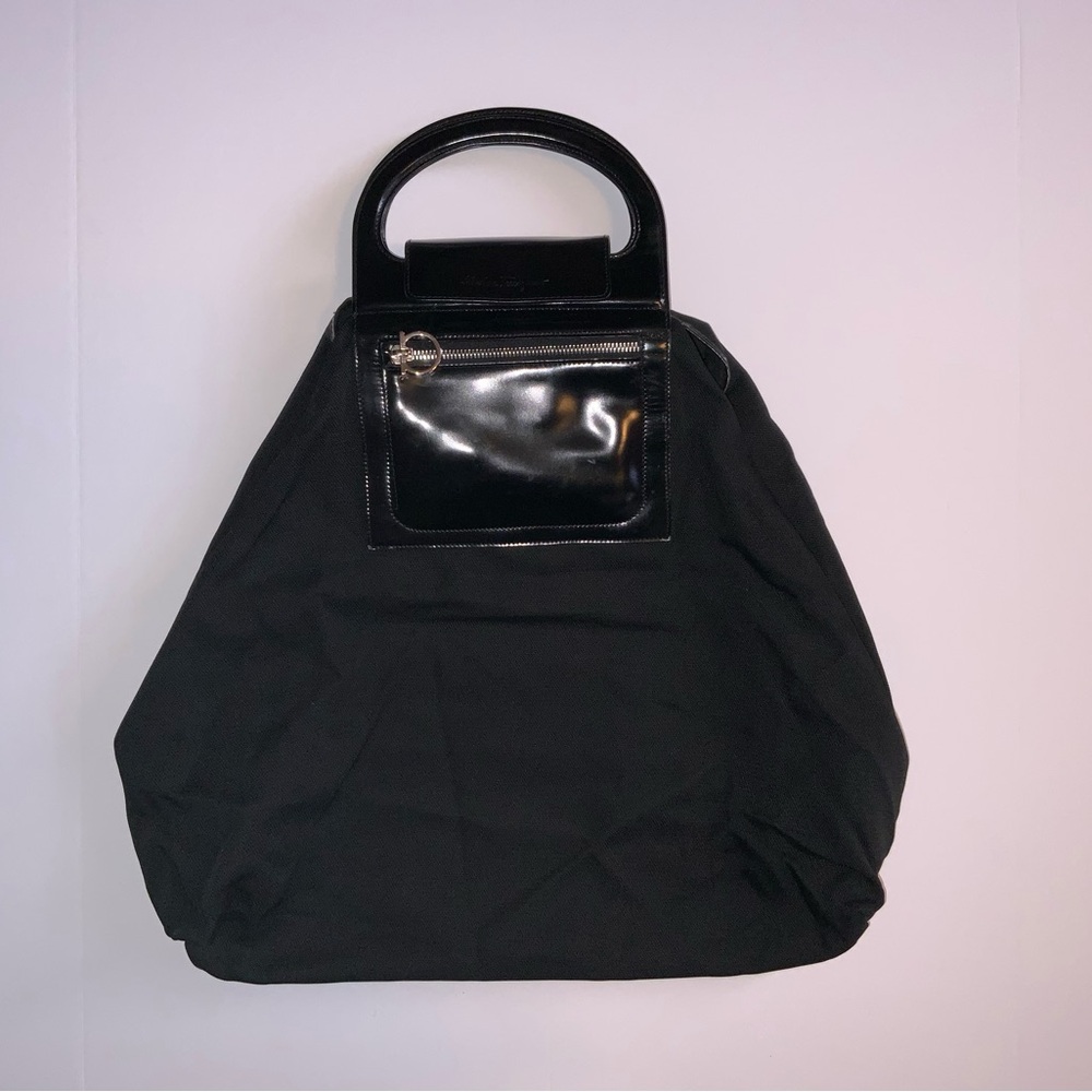 Vintage (Y2K) Salvatore Ferragamo Nylon and Leather Tote